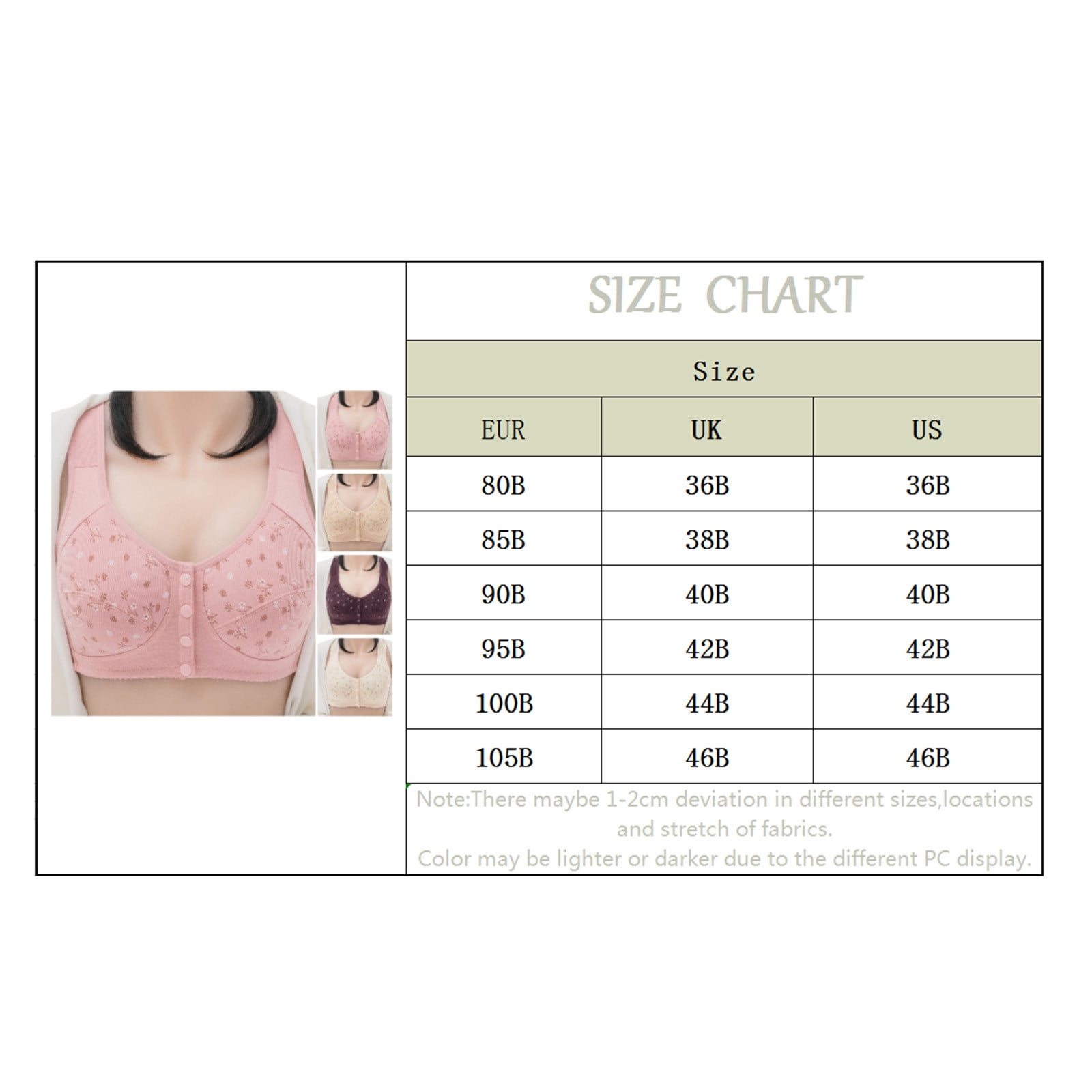Aayomet Womens Plus Size Bra Women's Vest Comfort Printed Bra Front Button  Underwear Plus-Size,Beige 80B 