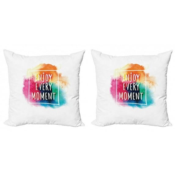 Ambesonne Saying Throw Pillow Cover 2 Pack, Colorful Dust Clouds, 24", Multicolor