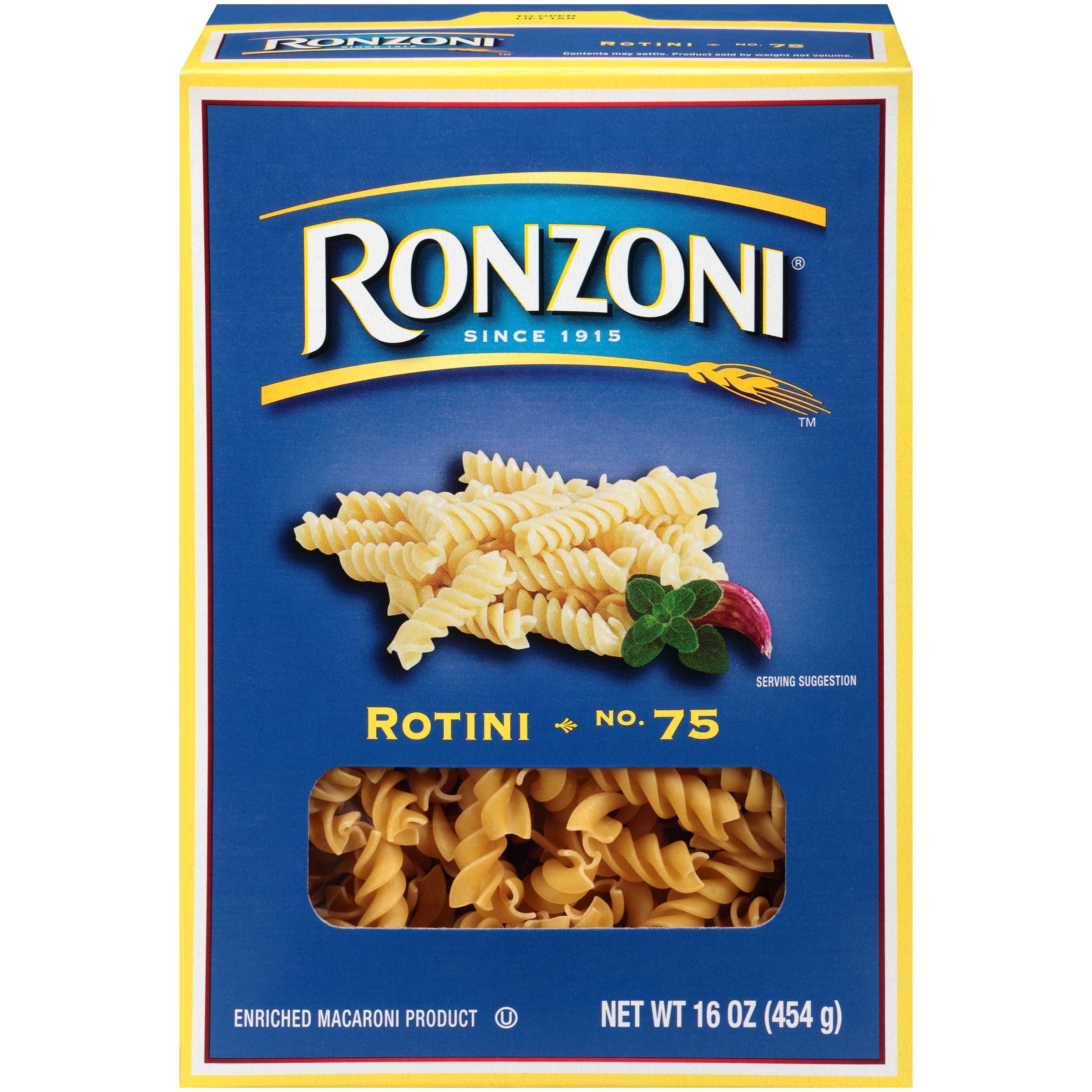 Ronzoni Rotini, 16 oz, Spiral Corkscrew Pasta for Warm or Cold Dishes, Non-GMO, Vegetarian