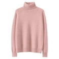 thumbnail image 4 of Turtleneck Tops for Women Sweaters Long Sleeve Jumper Knitted Pullover Warm Sweater 2025 Pink M, 4 of 4