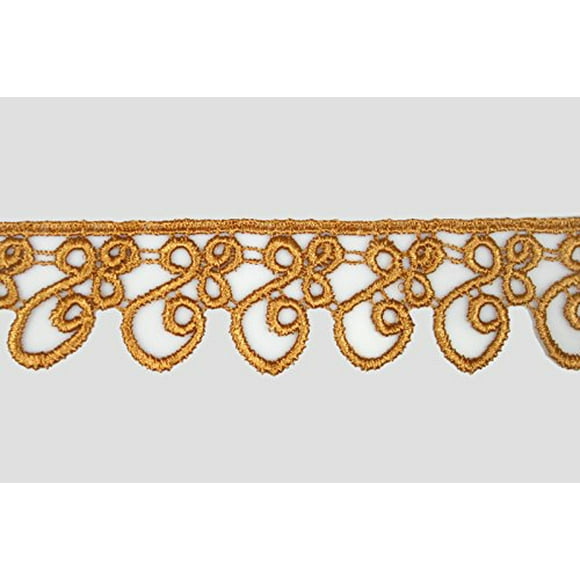 Altotux 1,25 Pouces Broderie Florale 12 Couleurs Garniture en Dentelle de Venise Bordure Guipure 2 Yards (Or)