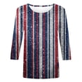 thumbnail image 3 of Fanxing 4th of July 3/4 Sleeve T Shirts for Women Summer American Flag Tops Patriotic Tees Sports Fan Tshirts Blouse Blue,Dark Blue,White,Red,Wine,S,M,L,XL,XXL, 3 of 4
