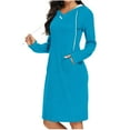 thumbnail image 2 of OSFVNOXV Long Sleeve Hooded Dress for Women Fall Winter Casual V-Neck Knee Length Dress with Pockets Loungewear Sleepwear, 2 of 6