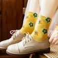 thumbnail image 4 of Diufon Cotton Socks for Women Casual Floral Pattern Print Crew Socks Soft Lightweight Home Middle Tube Socks, 4 of 5