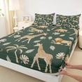 thumbnail image 4 of Castle Fairy Wildlife Giraffe Lion Elephant Queen Sheets 4 Pieces,Tropical Jungle Animal Queen Sheet Sets,Dark Sage Cream,1 Fitted Sheet, 1 Flat Sheet and 2 Pillowcases, 4 of 6