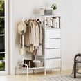thumbnail image 2 of Homeiju Dresser with Hanging Rack, Reversible Dresser for Bedroom with 4 Drawers & Coat Rack & Side Pockets, Chest of Drawers with Clothes Rack, Kids Dressers for Bedroom, White, 2 of 9