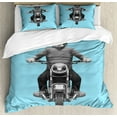 thumbnail image 1 of Rottweiler Duvet Cover Set King Size, Dog Breed Riding Motorcycle Adventurous Scooter Hard Hat, 3 Piece Bedding Set with 2 Pillow Shams, Grey Dark Grey and Pale Sky Blue, by Ambesonne, 1 of 3