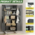 thumbnail image 5 of SOLAURA Metal Storage Cabinet with Wheels and Pegboard, 72" Black Garage Rolling Cabinet with 4 Adjustable Shelves, Lockable Tool Storage Cabinets for Home Office, 5 of 6