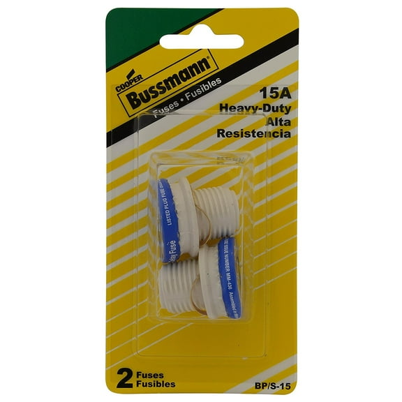 Bussman BP/S-15 15 Amp Dual-Element Time-Delay Rejection Base Fuse 2 Count