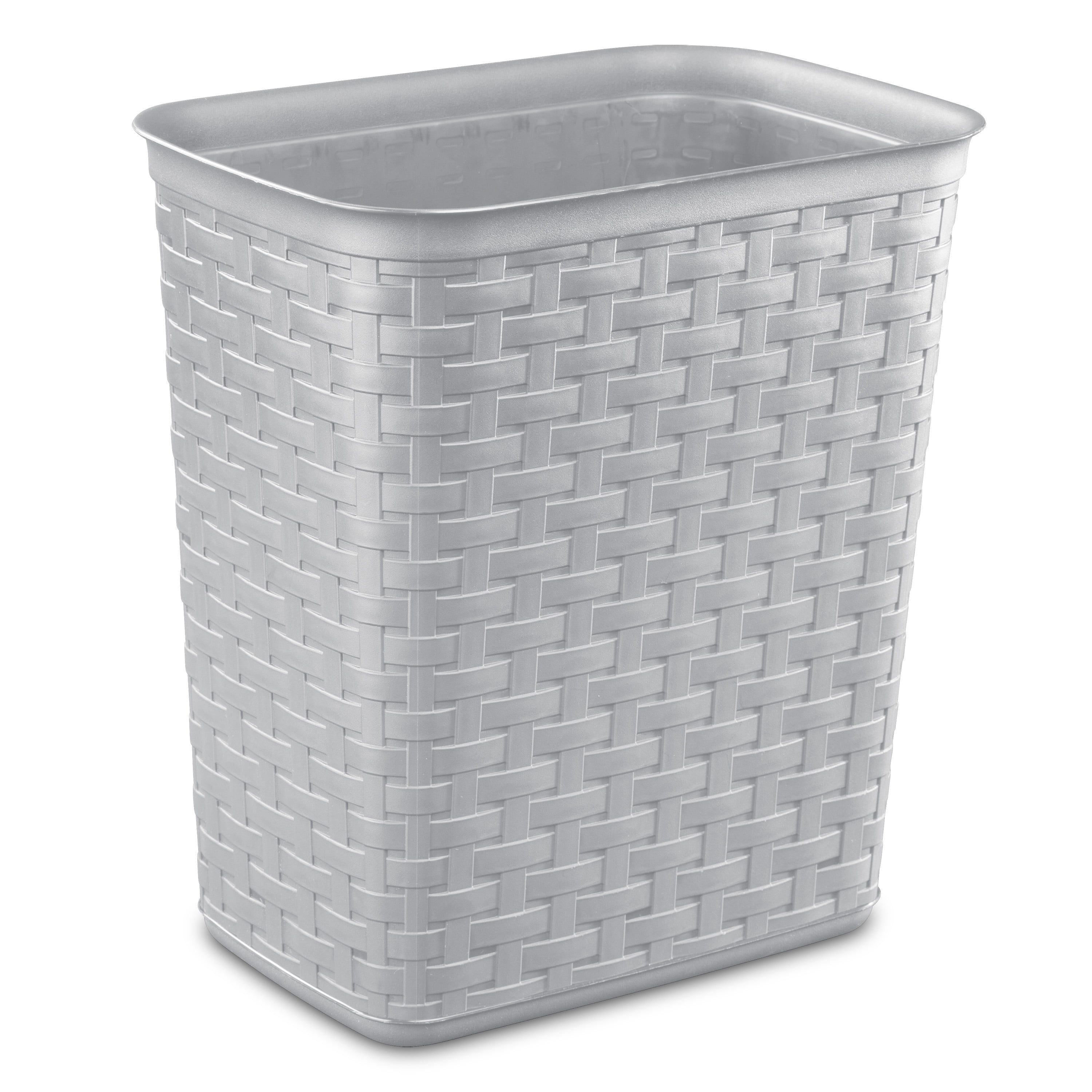 Sterilite 3.4 Gallon Trash Can, Plastic Weave Bathroom Trash Can, Grey