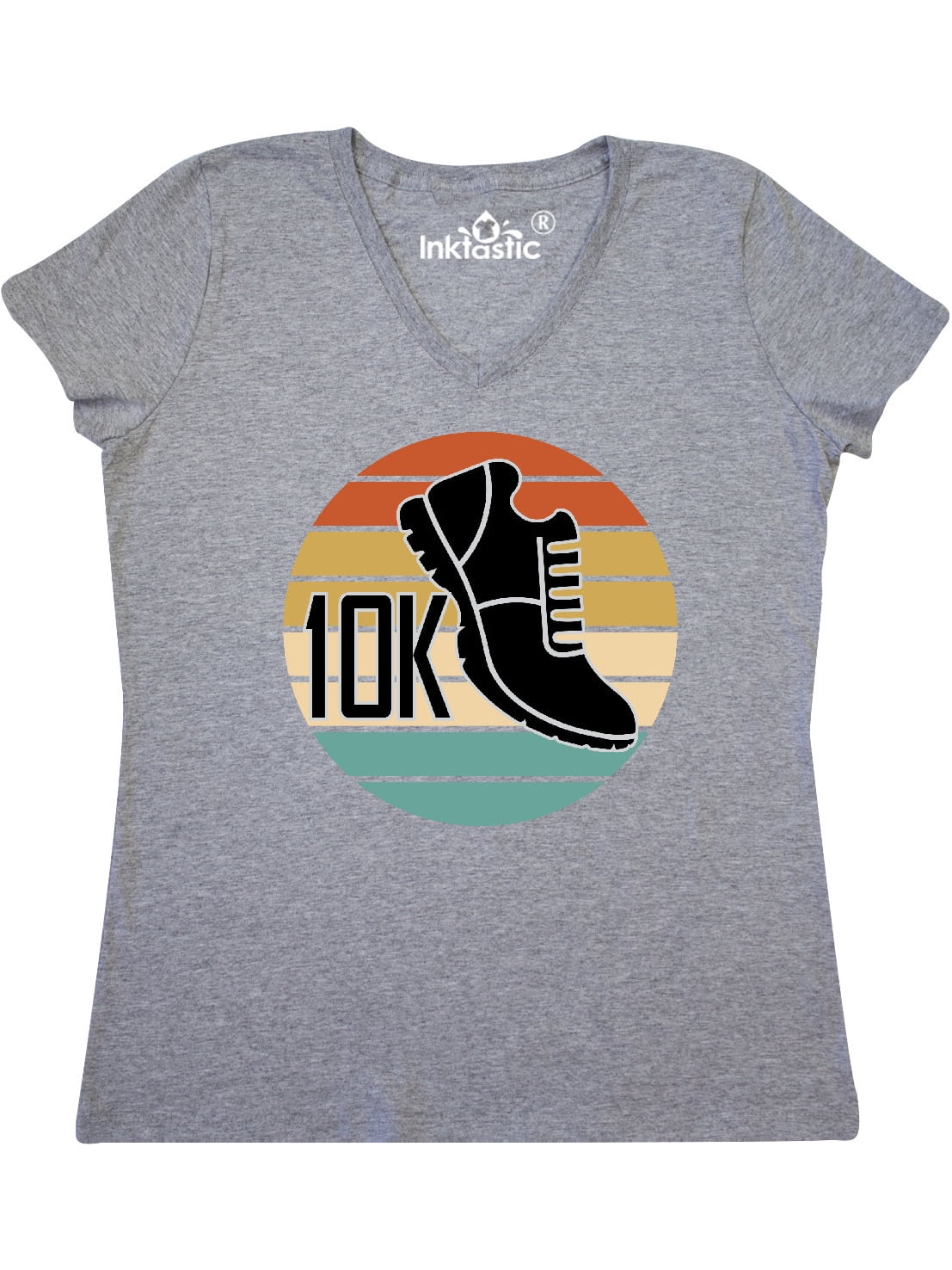 INKtastic 10K Race Running Shoe Runner Gift Women's VNeck TShirt
