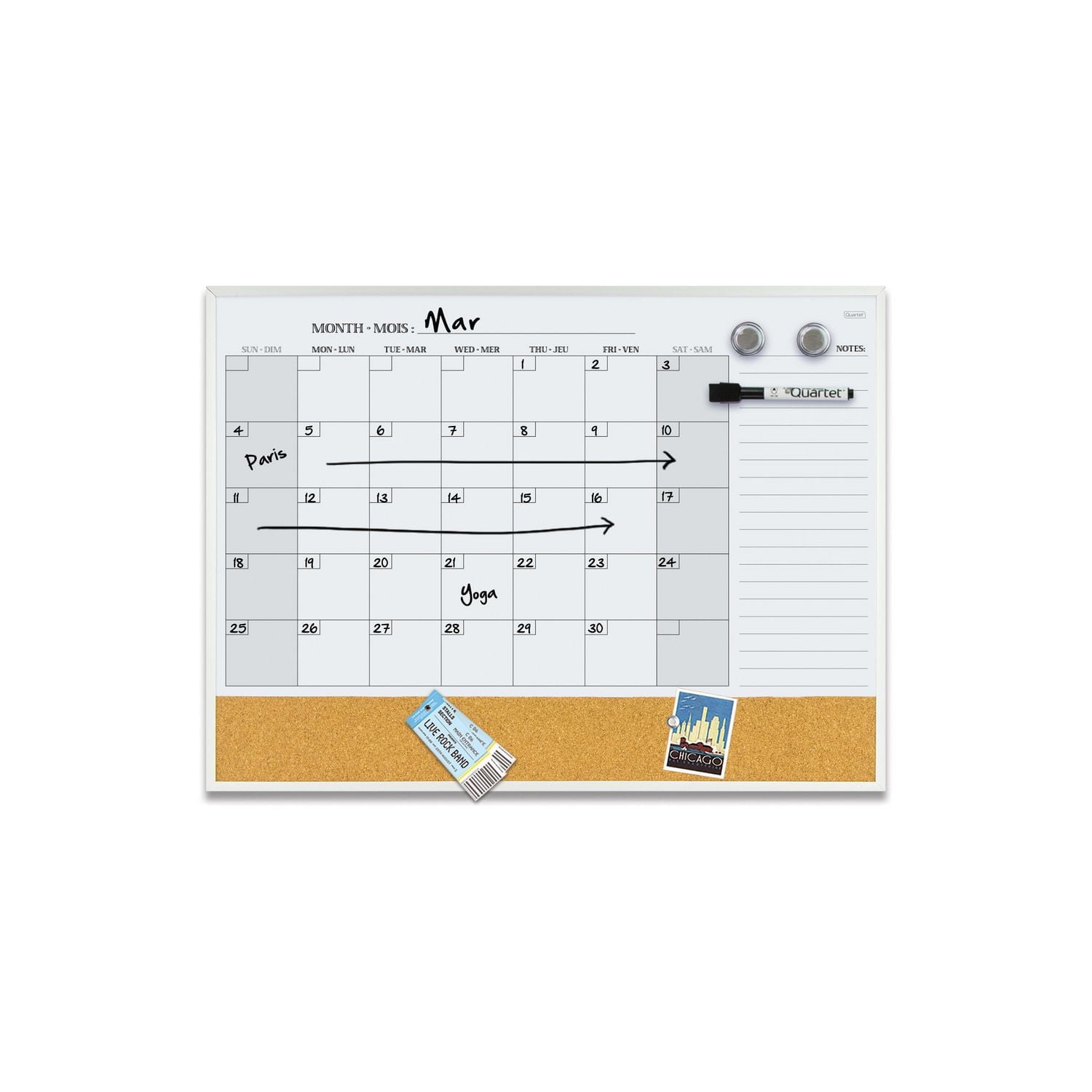 Quartet Magnetic Dry-Erase Combination Board, Slim Aluminum Frame, 23” x 17”
