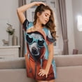 thumbnail image 3 of Pofeuu Cool Dog In Hoodie Print Women's Loose Fit Short Sleeve Nightgown, Comfortable Sleep Dress for Women, Casual Lounge Sleepwear, Soft Cotton Sleep Dress, 3 of 6
