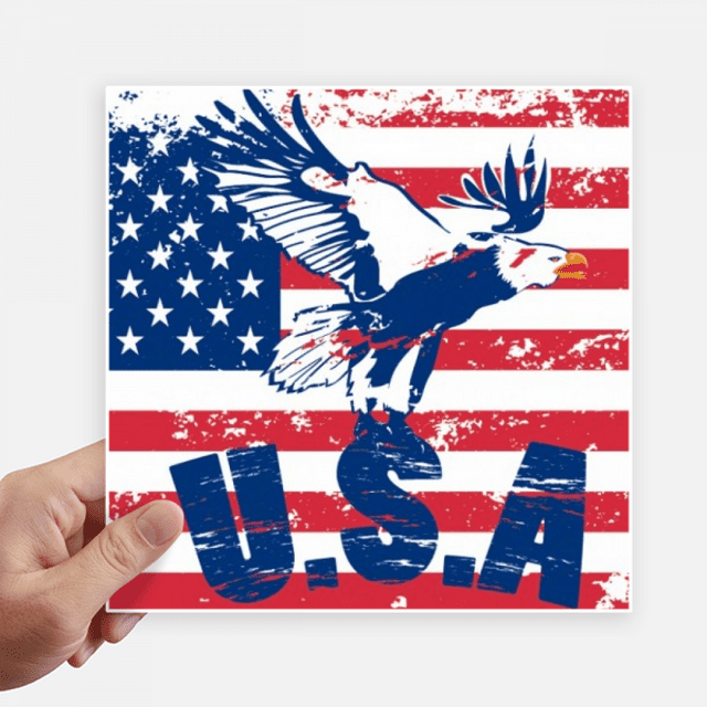 America Flag Haliaeetus leucocephalus Eagle Sticker Tags Wall Picture Laptop Decal Self adhesive