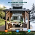 thumbnail image 5 of Funride 10x12 ft Hardtop Gazebo, Galvanized Steel Double Roof with Curtains and Netting, Sturdy Aluminum Tri-Frame, for Garden, Patio, 5 of 10