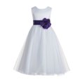 thumbnail image 2 of Ekidsbridal Girl Bridal Flower Girl Dress - Backless White Satin with Lace Edge 183T-A (Size: 4-12), 2 of 3