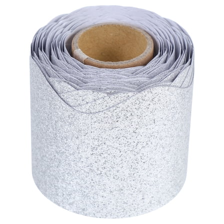 LOLIPPYY Reliable Silver Glitter Bulletin Board Paper Border Trim for Classroom and Festival Decorations