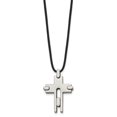 thumbnail image 3 of Titanium Cord Necklace with Pendants Chain Chisel Polished Cross Leather 18 inch 24 mm, 3 of 5