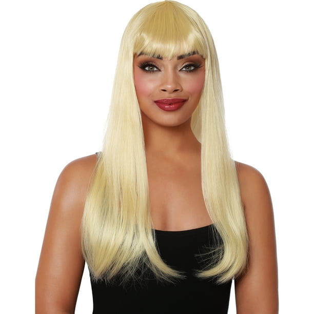 Straight Blonde Wig With Bangs Adult Women’s Halloween Accessory