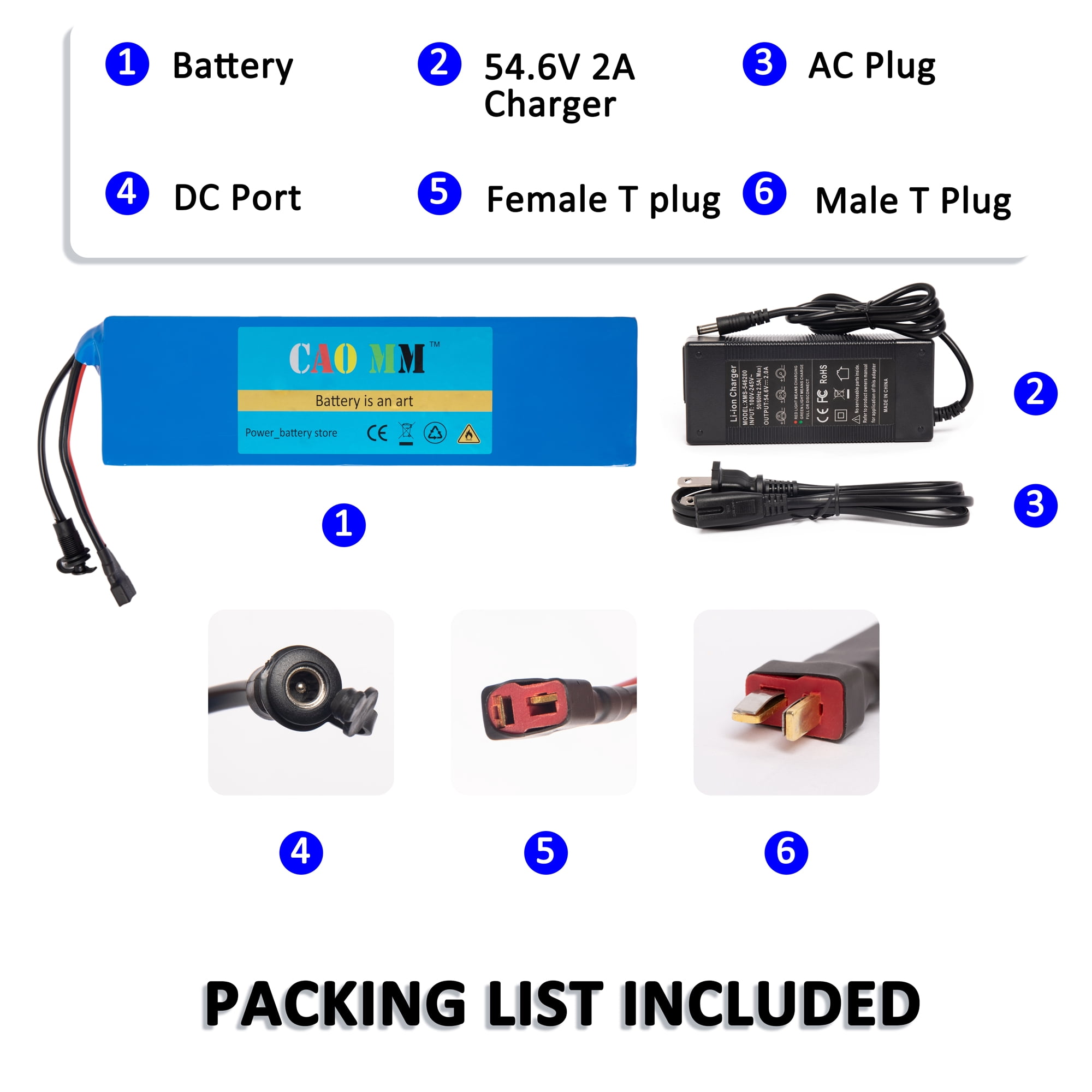 48V 8Ah Ebike Battery Pack Electric Scooter Bike Lithium Battery Fit for 750W Adult Electric Bicycle Motor without 2a Charger