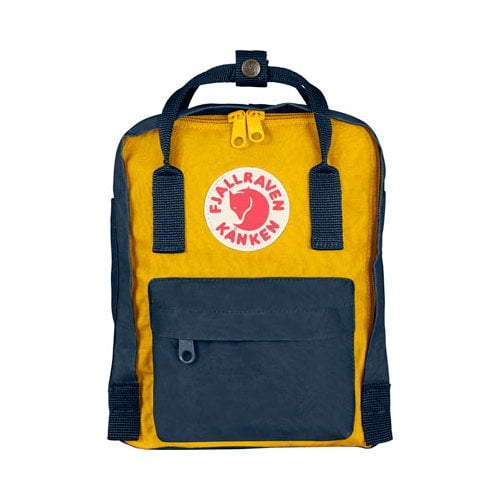 Fjallraven Unisex Kanken Mini Classic Backpack Navy / Warm Yellow ... عظم الكاحل