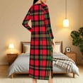 thumbnail image 5 of Womens Long Nightgowns Plaid Zipper Robes Christmas Pajama with Pocket Long Sleeve Bathrobes Loose Full Length Loungewear Warm Sleepwear Crew Neck House Coat, 5 of 9