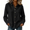 thumbnail image 4 of cocolona Heart-Shaped Button Down Blouses for Women Solid Color Long Sleeve Lapel Shirts Trendy Casual Blouses, 4 of 7