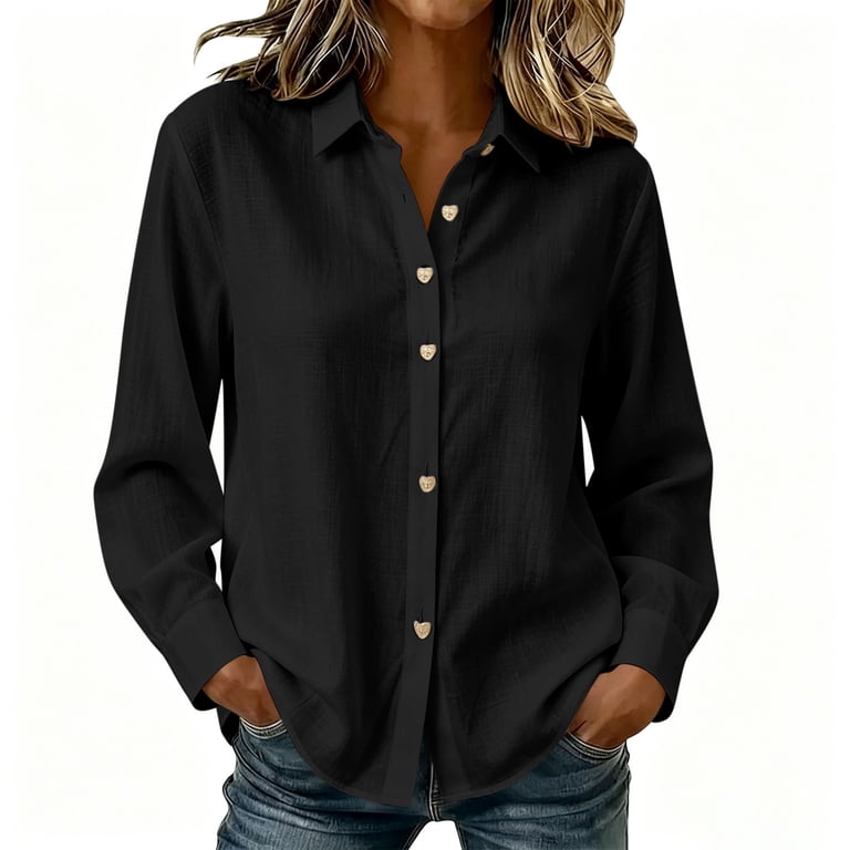 cute dress shirts for work biudgviw Womens Button Down Shirts Lightweight Long Sleeve Tunic Tops  Casual Collared Office Work Blouses Cute Clothes