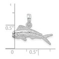 thumbnail image 3 of Finest Gold 17 x 22 mm Sterling Silver Polished Mahi-Mahi Fish Pendant, White, 3 of 3