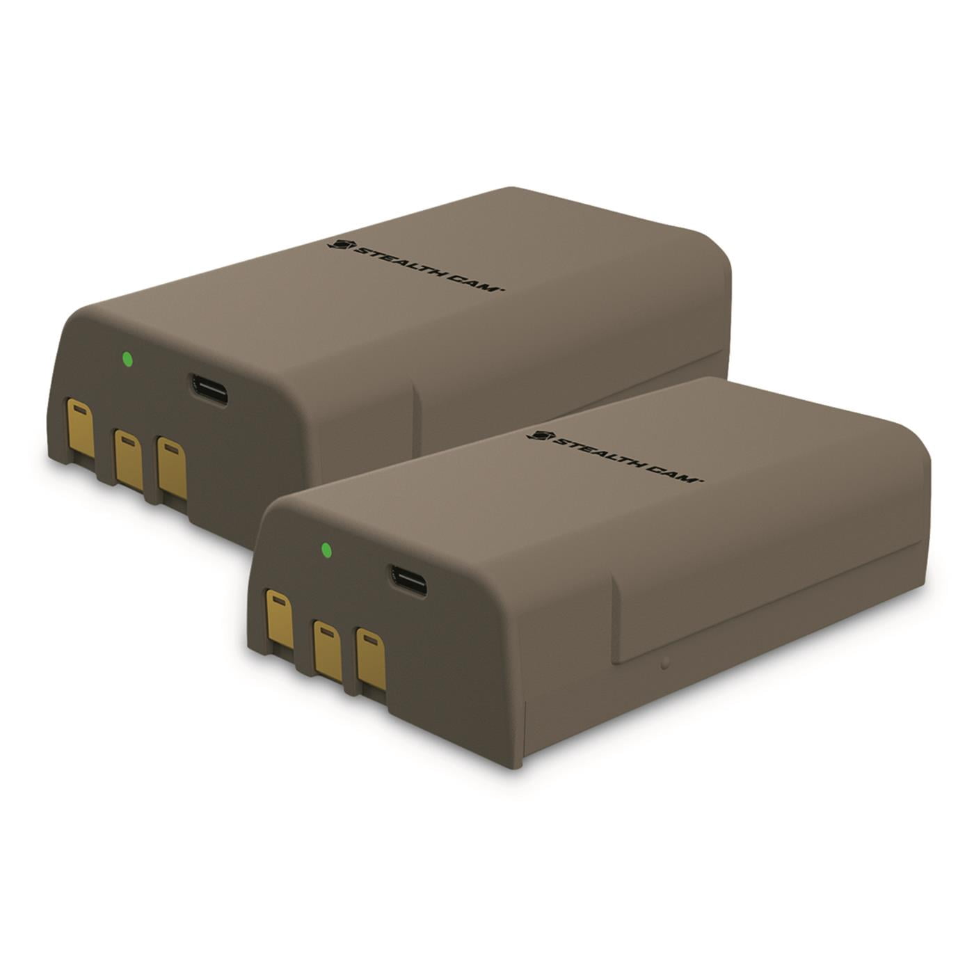 Stealth Cam FieldMax 2-Pack 5,000mAh 12V Lithium Rechargeable Cartridge Batteries with USB Charging Cable (STC-RCBAT-2PK)