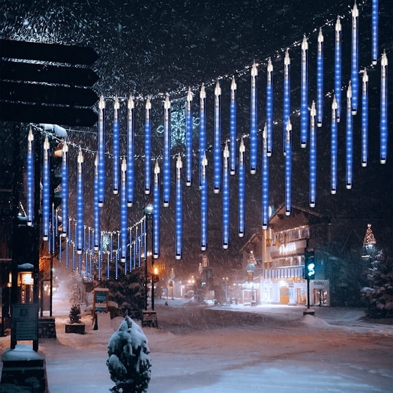 LINLIN Christmas Meteor Shower Lamp, Waterproof 8 Tube 11.8 inches 192 LED Icicle Snow Waterfall lamp, can be Connected with Waterproof rain lamp Shrub Tree Wedding Party