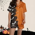 thumbnail image 6 of Uaswgudfs Women's Pajama Set with Button-Up Shirt & Elastic Shorts - Halloween Motif, Breathable Moisture-Wicking Sleepwear, 6 of 8