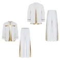 thumbnail image 6 of Aislor Men's Liturgical Praise Dance Outfit Metallic Shiny Cross Pullover Tops and Loose Pants Church Worship Dancewear White XL, 6 of 7