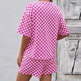 thumbnail image 6 of Stichou Women's Plaid 2 Piece Short Sets 2026 Summer Spring Lounge Beach Travel Vacation Outfits Matching Shorts Sweatsuit with Pockets Hot Pink XL, 6 of 6