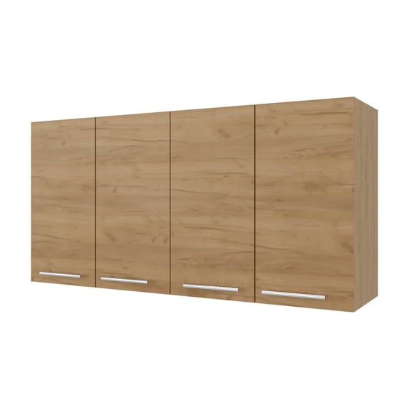 Xukmct Kitchen Storage Cabinet with 4 Inner Shelves, 4 Doors Wall Cabinet for Living Room, Kitchen, Brown