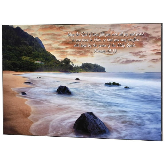 Dicksons PLK2416-939 May The God Of Hope Fill You With All Joy And Peace Blue And Brown 24 x 16 Wood Decorative Wall Plaque Hanging Artwork Home Décor