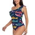 thumbnail image 5 of Daiia Colorful Carp Streamer 1 Women's One Piece Swimsuits Personalized One Shoulder Swimwear Asymmetric Ruffle Bathing Suits-X-Large, 5 of 8