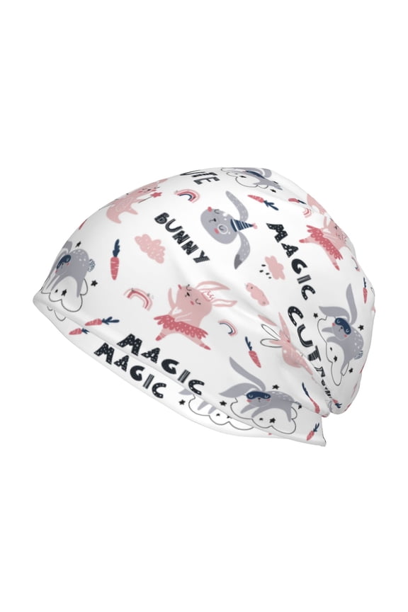 Cute Magic Bunny Print Unisex Knit Beanie for Men Women Winter Hat,Beanies Skull Caps