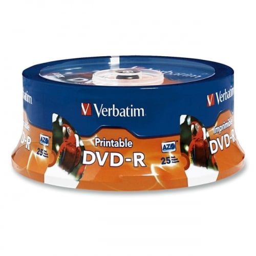 Verbatim DVD-R 4.7GB 16X White Inkjet Printable, Hub Printable - 25pk ...