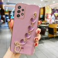 thumbnail image 3 of Love Heart Plush Bracelet Case For Samsung Galaxy A14 A15 A24 A25 A34 A54 A04S A05 A13 A23 A32 A52 Chain Plating Silicone Cover, 3 of 5