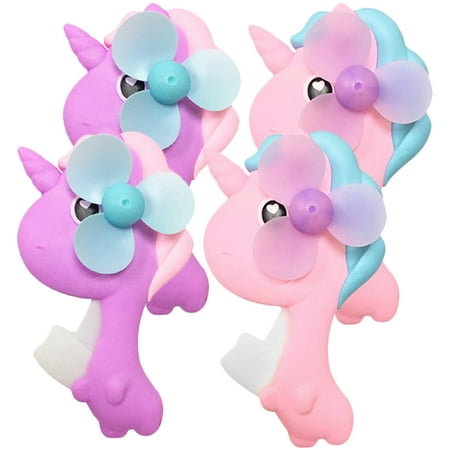 

4Pcs Cartoon Unicorn Hand Press Small Fans Creative Children Manual Fan Toys
