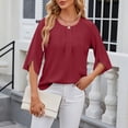 thumbnail image 6 of Tittly T Shirts for Women Basic Tees Women Casual Printing Short Sleeves V Neck Loose T Shirt Blouse Tops Tshirts Shirts Womens Tops Red S, 6 of 9