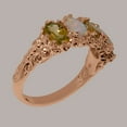 thumbnail image 4 of LBG British Made 9k Rose Gold Natural Peridot & Opal Womens Eternity Ring - 33 size options - Size 11.25, 4 of 8