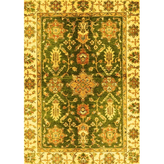Ahgly Company Indoor Rectangle Oriental Yellow Traditional Area Rugs, 2' x 3'
