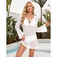 thumbnail image 3 of Swimsuit Cover Up for Women Sexy Hollow Out Stafish V-Neck Long Sleeve Beach Cover Up Mesh Crochet Swim Bathing Suit Cover Ups Shermie, 3 of 6