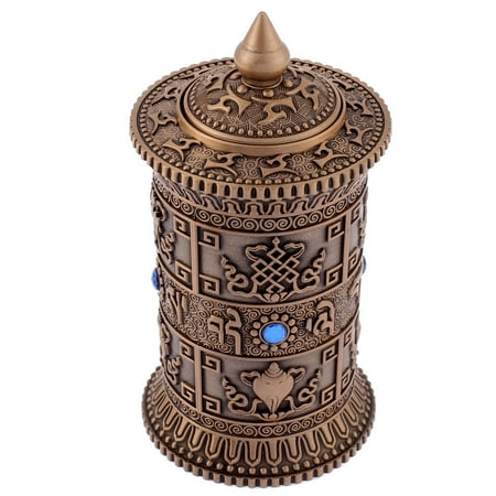 Unique Bargains Metal Cylindrical Shaped Rhinestone Inlaid Art Toothpick Holder Copper Tone