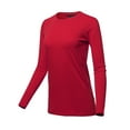 thumbnail image 2 of A2Y Women's Basic Solid Soft Cotton Long Sleeve Crew Neck Top Shirts Dark Red M, 2 of 3