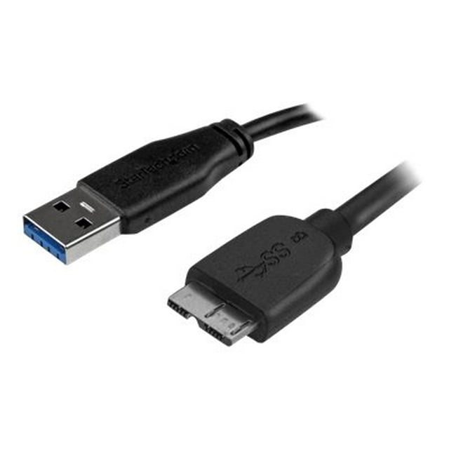 StarTech.com 3m 10 Pieds Slim USB 3.0 A to Micro B Cable M/M - Mobile Charge Sync USB 3.0 Micro B Cable for Téléphone Intelligent and Tablets (USB3AUB3MS) - Câble USB - Micro-USB Type B (m) vers USB Type A (m) - USB 3.0 - 10 Pi - Moulé - Noir - pour P/N : S2510BU33PW, S251BMU3FP, S251BRU33, Slsod