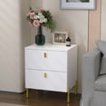 thumbnail image 7 of DIYART Luxury Fluted Night Stand, Nightstand with 2 Drawers, Modern Bedside Table with Golden legs and handles, End tables for Living Room Bedroom, White, 7 of 7