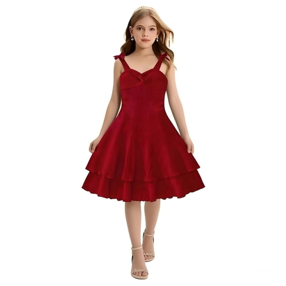 XQYLOS Junior Girls Bridesmaid Dress Spaghetti Straps Chiffon Pockets High Low Pleated Flower Girl Wedding Party Dress Formal Evening Guest Dress
